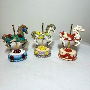 Heritage House Carousel Horse Figurines. Collectible.Small World, Call U, Melody